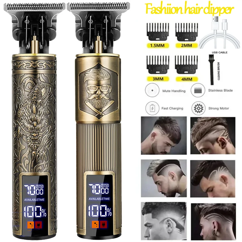 2025 NEW！Portable Electric Hair Trimmer USB Fast Charging Vintage Cordless Hairdressing Clipper for Barbers Hair Cutting Machine image 2