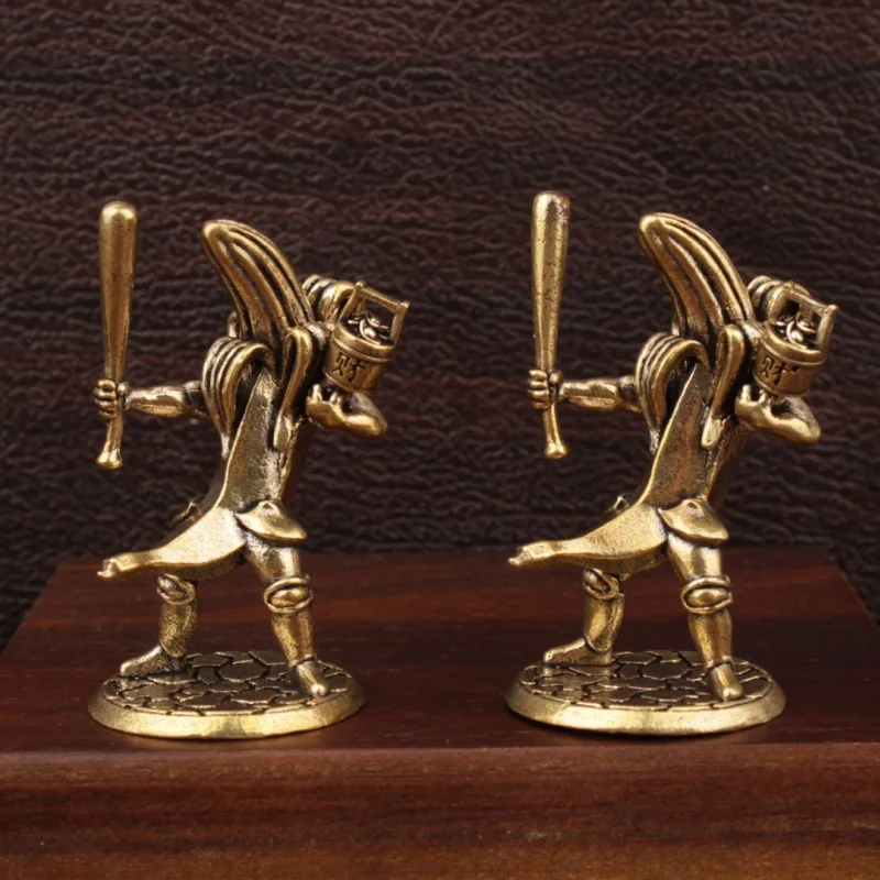 Estatuilla de latón, estatua de guerrero de plátano, decoración del hogar, obra de arte Retro, arte decorativo, artesanía creativa, decoración pequeña