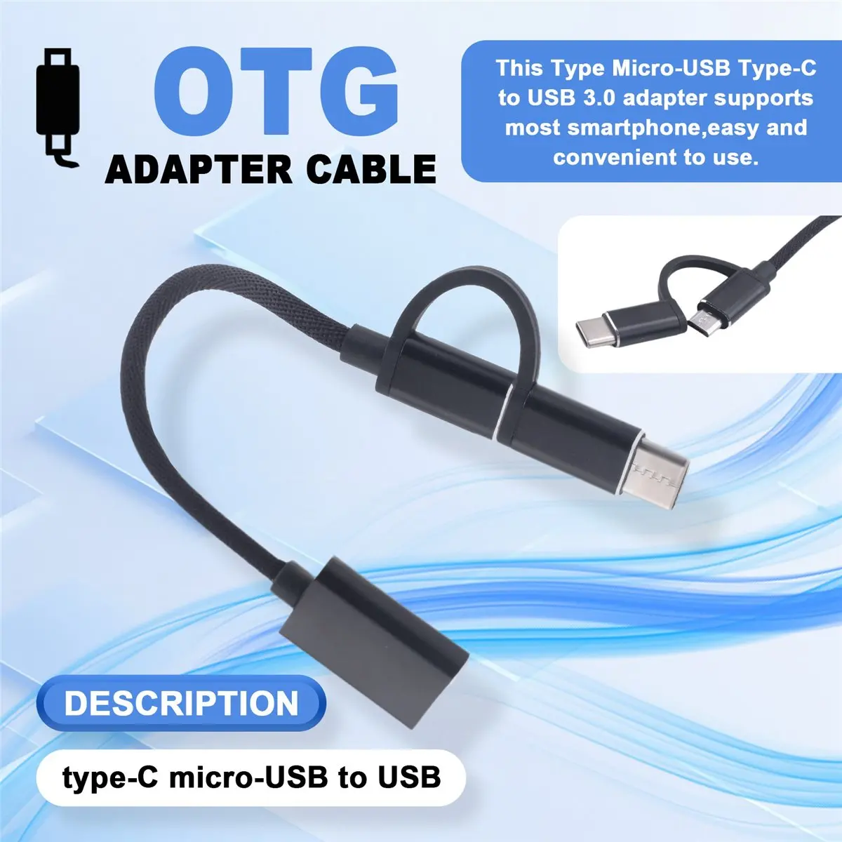 SPECIAL OFFER~2 in 1 USB 3.0 OTG Adapter Cable Type-C Micro-USB to USB 3.0 Interface Converter for Cellphone Charging Cable Line