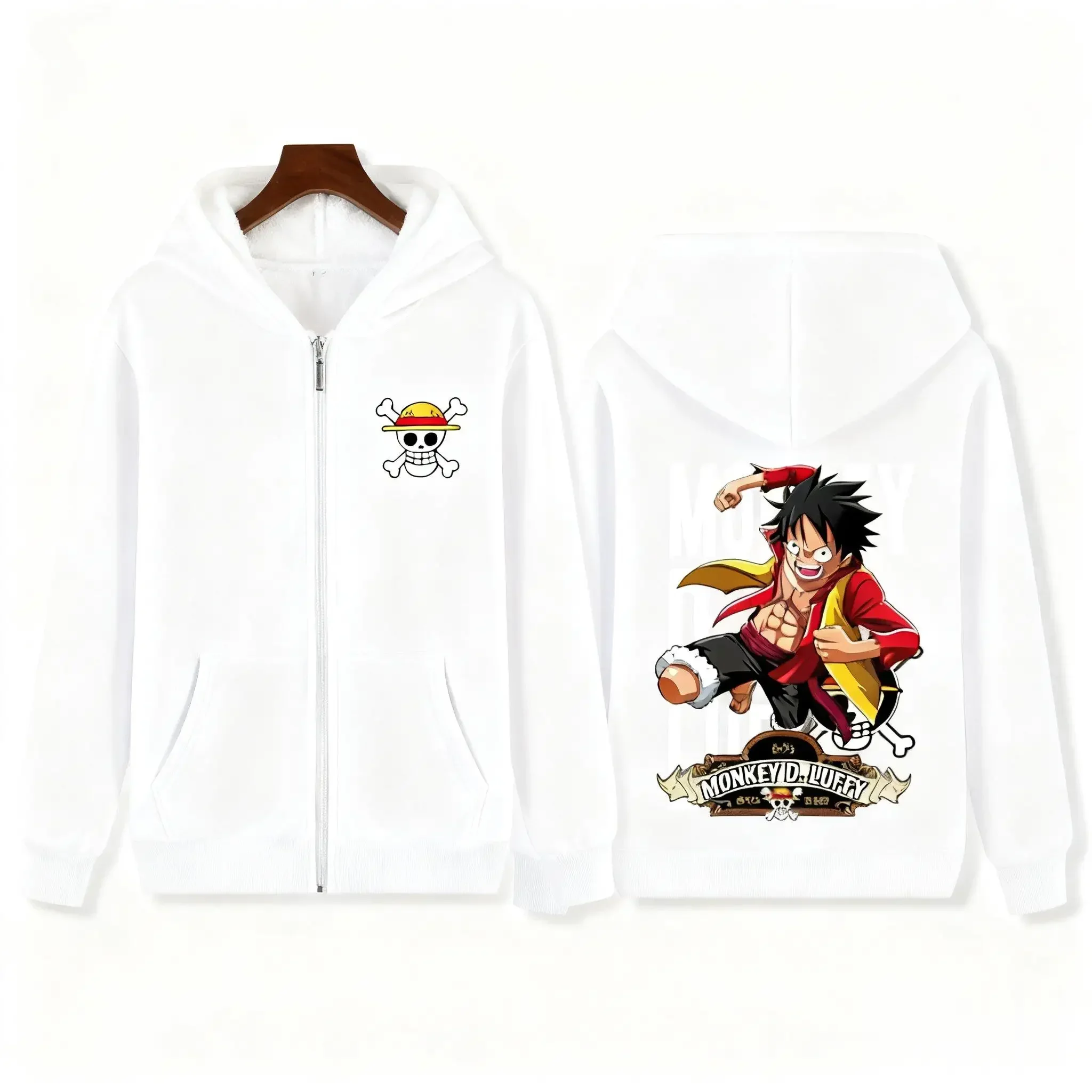 المتضخم الشارع الشهير أنيمي زمم مقنعين قطعة واحدة لوفي البلوز الرجال النساء عادية كم طويل البلوز سترة موضة للجنسين #4