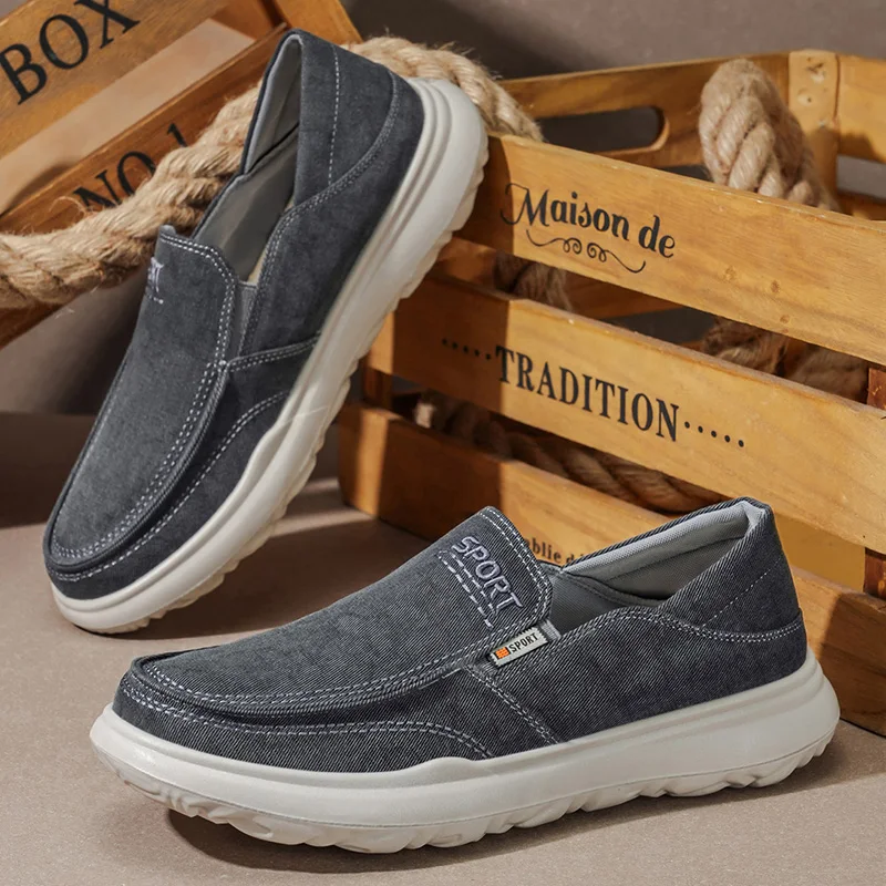 

Мужские повседневные кеды из канваса, дышащие слипоны, мужские вулканизированные туфли без шнурков, обувь для вождения, прогулочные кроссовки, кеды