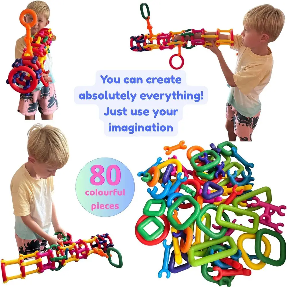 STEM Learning Construction Kit for Kids 80-Piece - Durable, Colorful Building Blocks for Ages 2-7