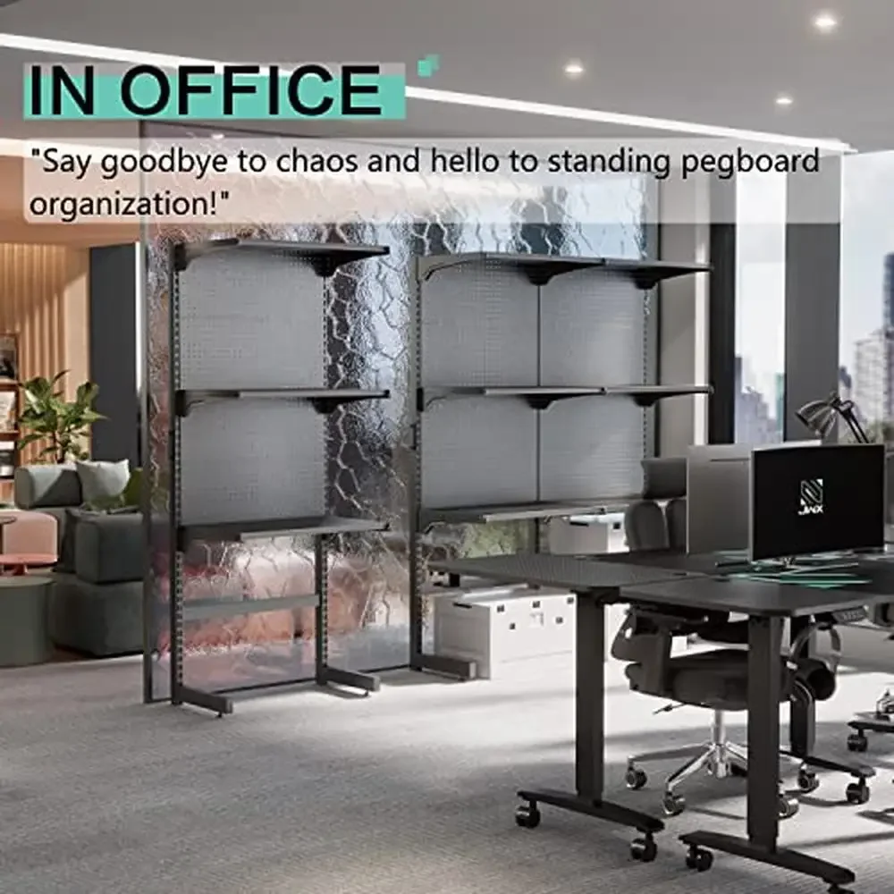 وحدات رف ألعاب DDB مقاس 30 بوصة خزانة بيجبورد معدنية مع أرفف قابلة للتعديل وحاملي أدوات مكتب جراج غرفة ألعاب غرفة المعيشة #3