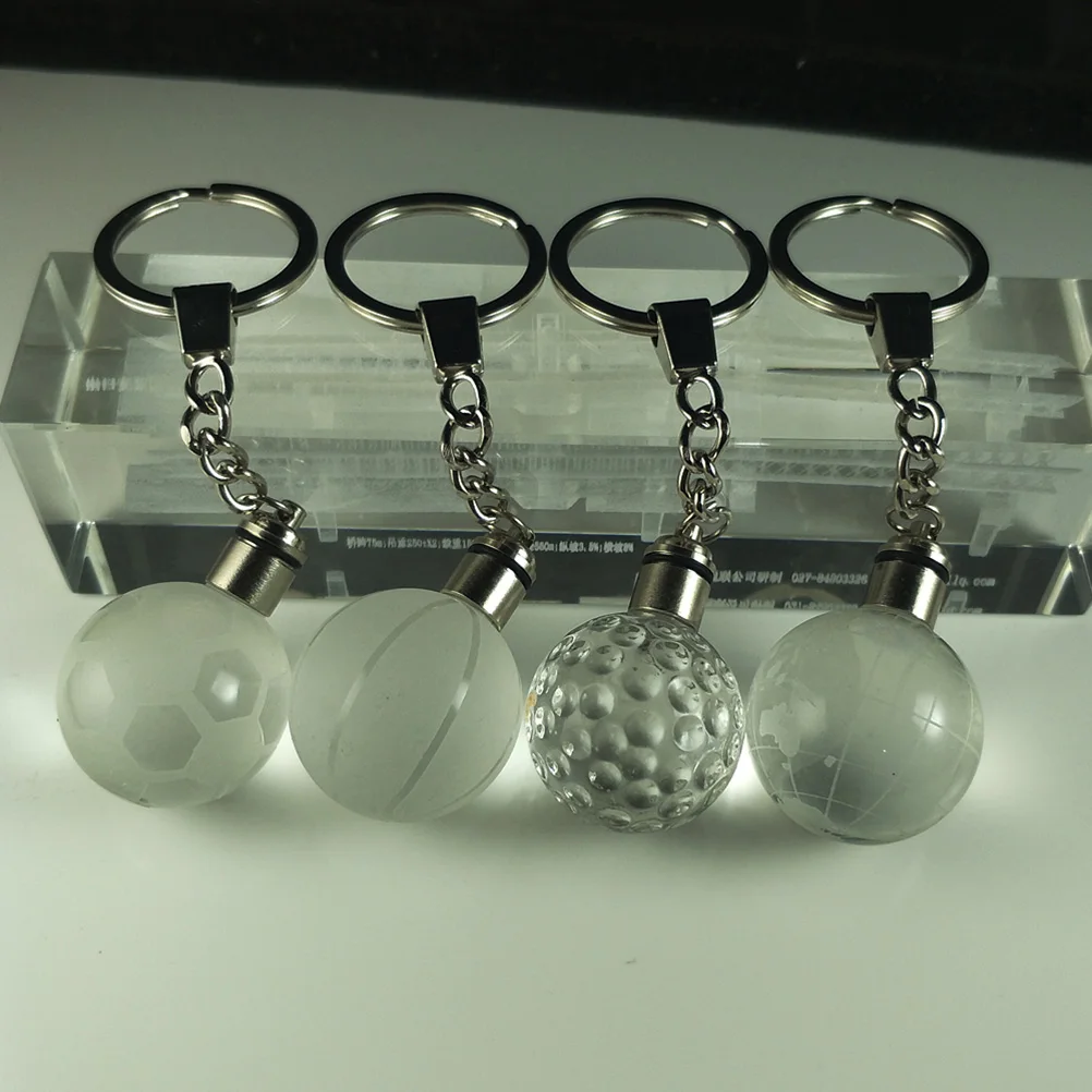 

Led Keychain 3D Crystal Basketball Globe Key Ring Flashlight Gift Decor For Party Business Activity Christmas Present
