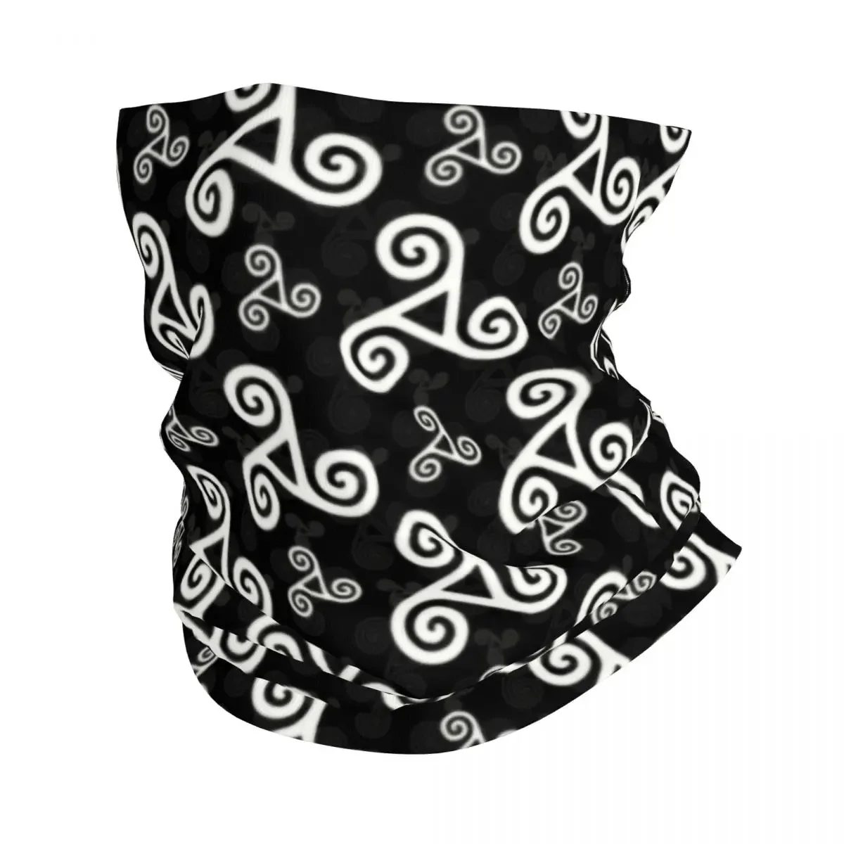 Custom White Breton Triskels On Black Neck Gaiter Men Women UV Protection Winter Breizh Bretagne Brittany Bandana Scarf for Ski