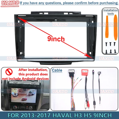 Para 2013-2017 HAVAL H3 H5 9 pulgadas Radio Android marco estéreo Panel Fascia tablero Audio reproductor Multimedia pantalla Cable arnés