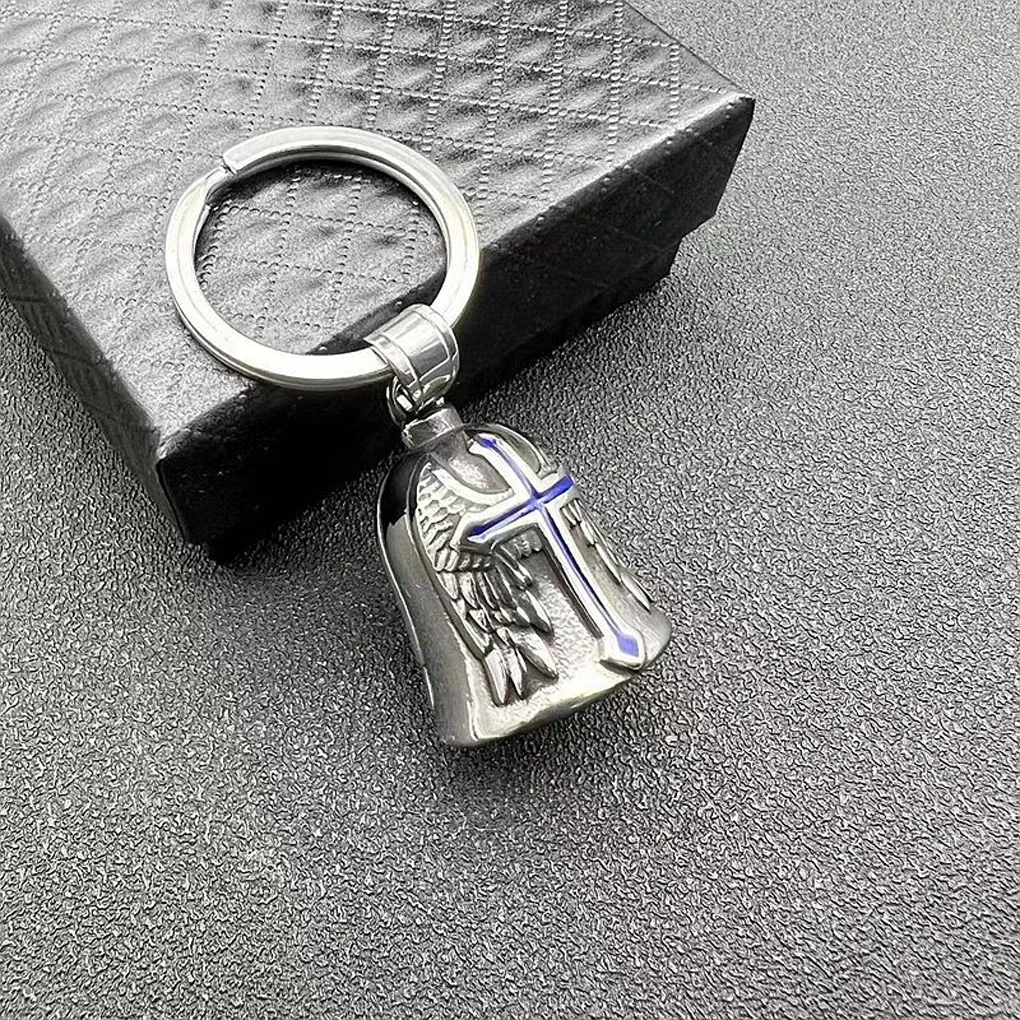 オートバイ乗馬ラッキーベルステンレス鋼レトロパンクオートバイ天使の羽レトロオートバイペンダント乗馬悪魔祓いベル