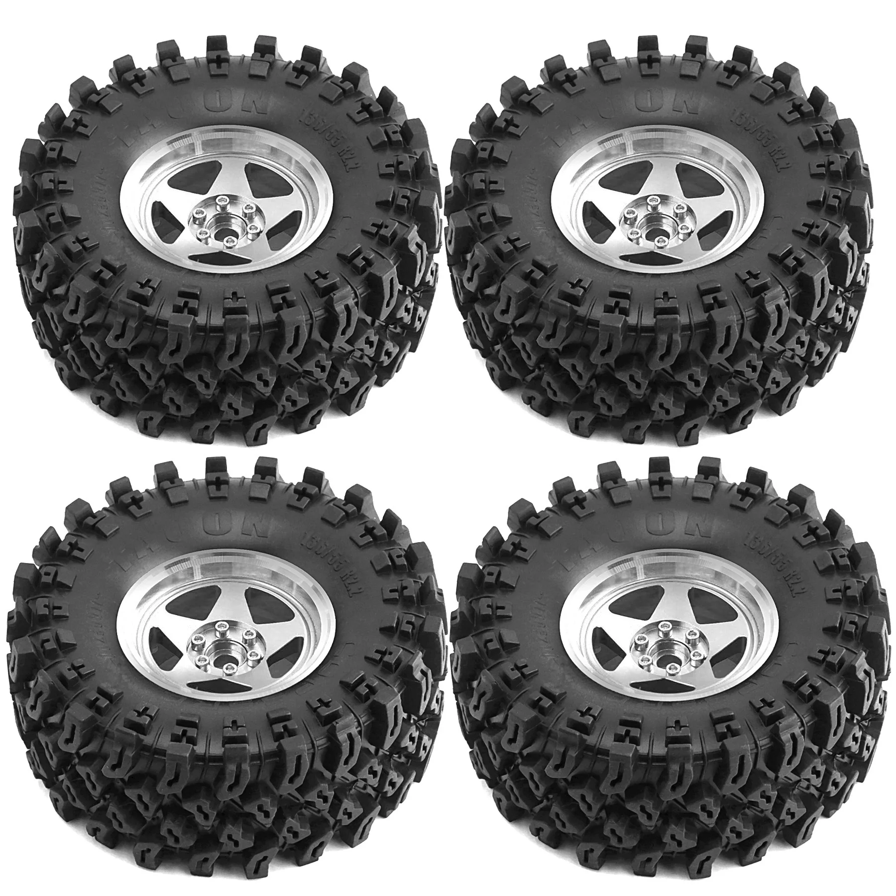 

RC 2.2 Aluminium Beadlock Wheels and Tires OD 5.36'' For RC Mud Crawler Trail Gen8 Everest 10 Axial Capra Wraith 4pcs