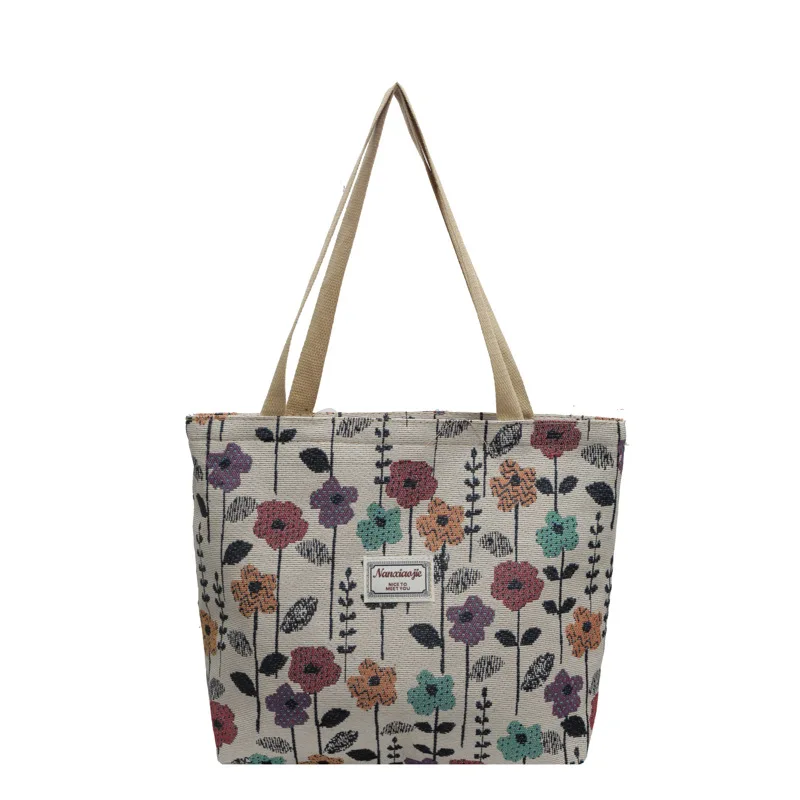 

Large Capacity Flower Printed Canvas Bag 2026 New Commuting Tote Bag for Female College Students, Shoulder Bag for Class