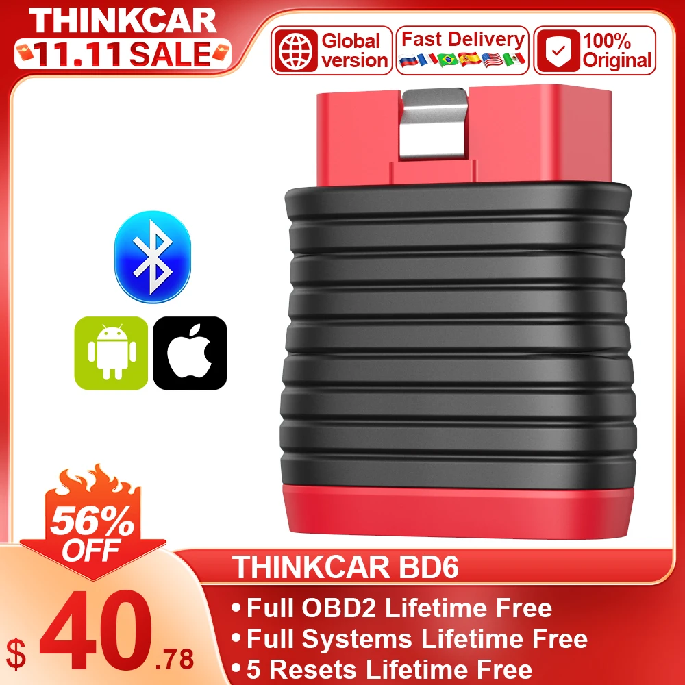 THIKNCAR BD6 OBD2 Scanner Full System Car Diagnostics Scanner 5 Reset Services Diagnostic Tool Auto Read Clear Codes Scan Tool