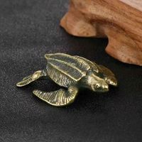 Brass Sea Turtle Ornament Solid Copper Tortoise Figurines Simulation Sea Animal Models Feng Shui Tea Pet Statue Home Decor