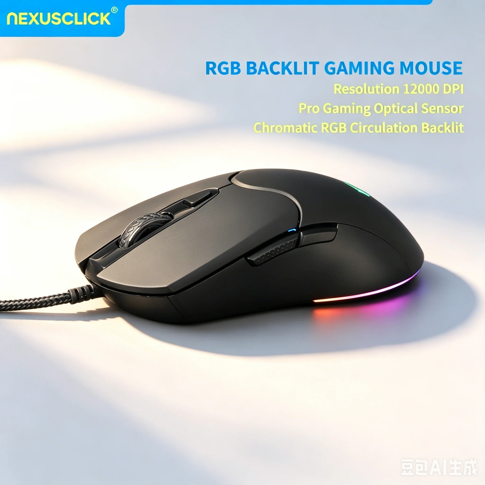 

NexusClick RGB Backlit Gaming Mouse,12000 DPI Optical Sensor,Programmable Buttons,Ergonomic Wired Mice for PC Laptop MOBA Gamers