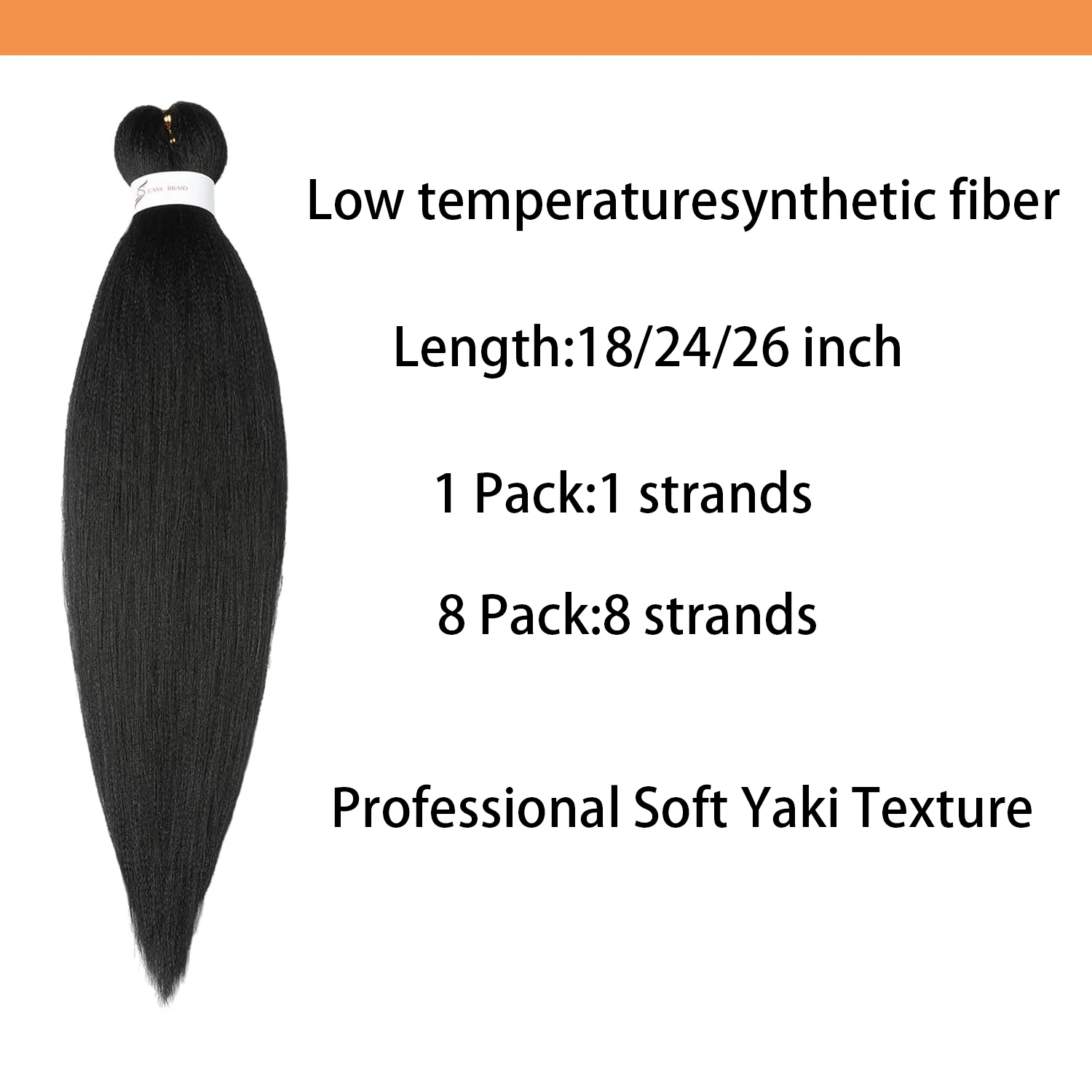 Braiding Hair Pre Stretched 18/22/26 Inches Natural Black Easy Braid Synthetic Professional Soft Yaki Texture, No Itch, - view 6