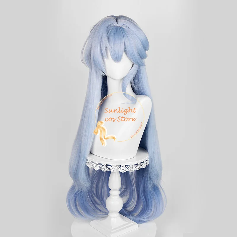 Robin Cosplay Wig 96cm Long Cruly Light Blue Mixed Gradient Wigs Heat Resistant Synthetic Hair Halloween Anime Wig + Wig Cap