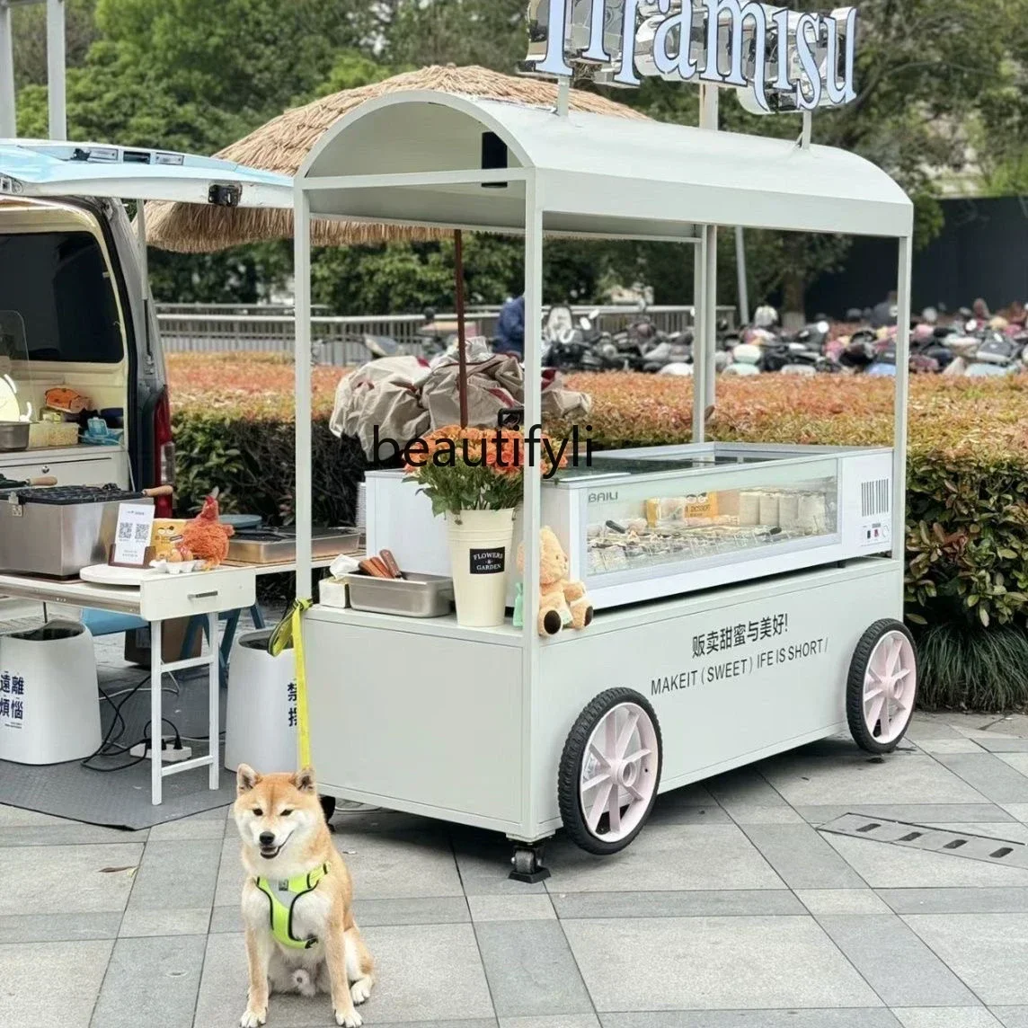 53cqyStall shopping mall display cabinet mobile retail float bread cart