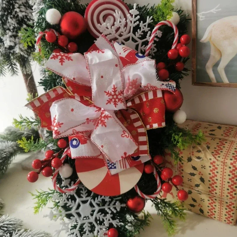 2024 Christmas Candy Wreath Ornament Christmas Door Hanging Courtyard Background Wall Decoration Holiday Party Decorations