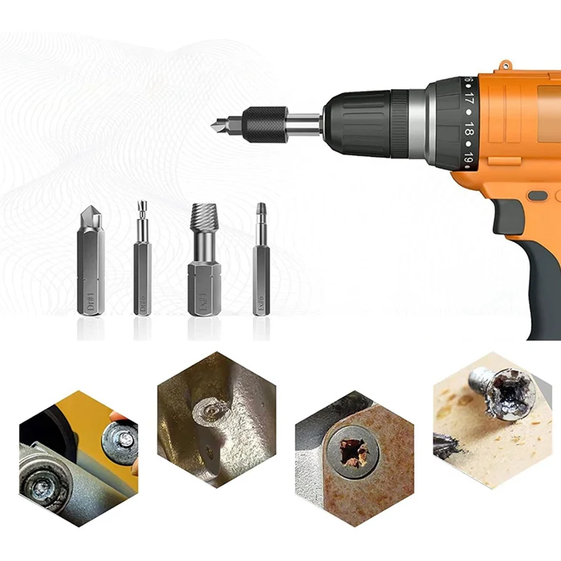 

High Quality-Broken Screw Extractor Set Silver & Black Steel 33 Screw Removal Tool Sets Are Used To Easily Remove Broken Screw,B