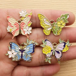 10pcs Flower Butterfly Charm for Jewelry Making Necklace Bracelet Earring Pendant Diy Accessories Alloy Metal Gold Plated