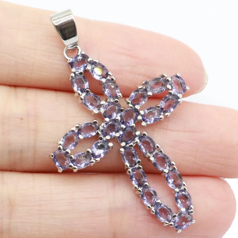 

Buy 5 Get 1 Free 47x30mm New Statement Tanzanite Purple Spinel White CZ Infinity Anniversary Silver Pendant