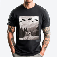 Ufo Alien For Men And Women Cat Memecat Ufo Meme Funny Cat Selfie With Ufos Graphic T Shirts Tops EU SIZE Father's Day
