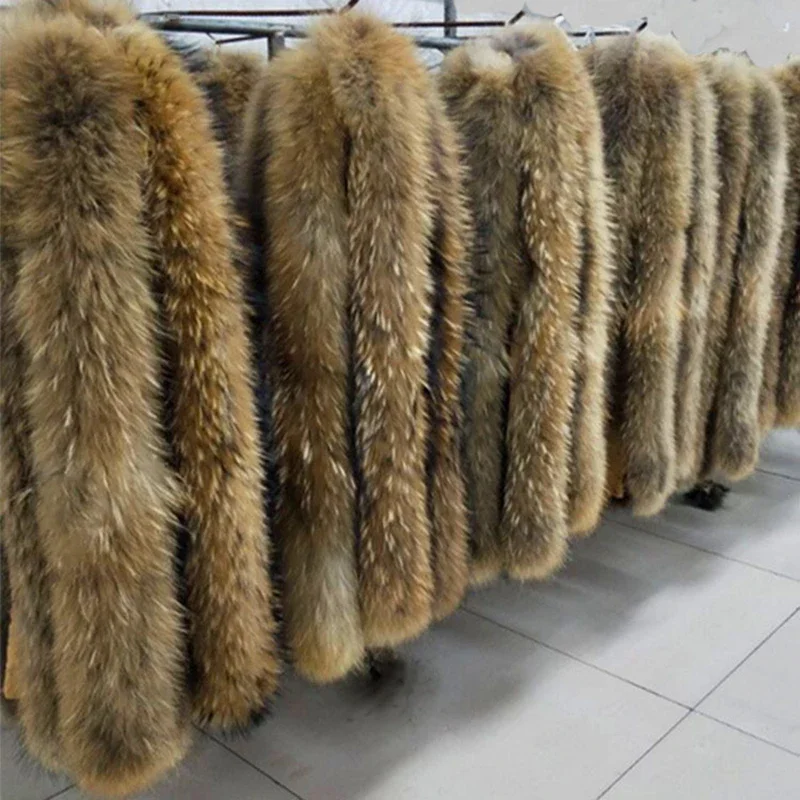 50cm 70cm 75cm 80cm 90cm Natural Mink Fur Collar DIY Apparel Sewing Fluffy Trimming Fabric for Children\'s Fur Collar Decoration