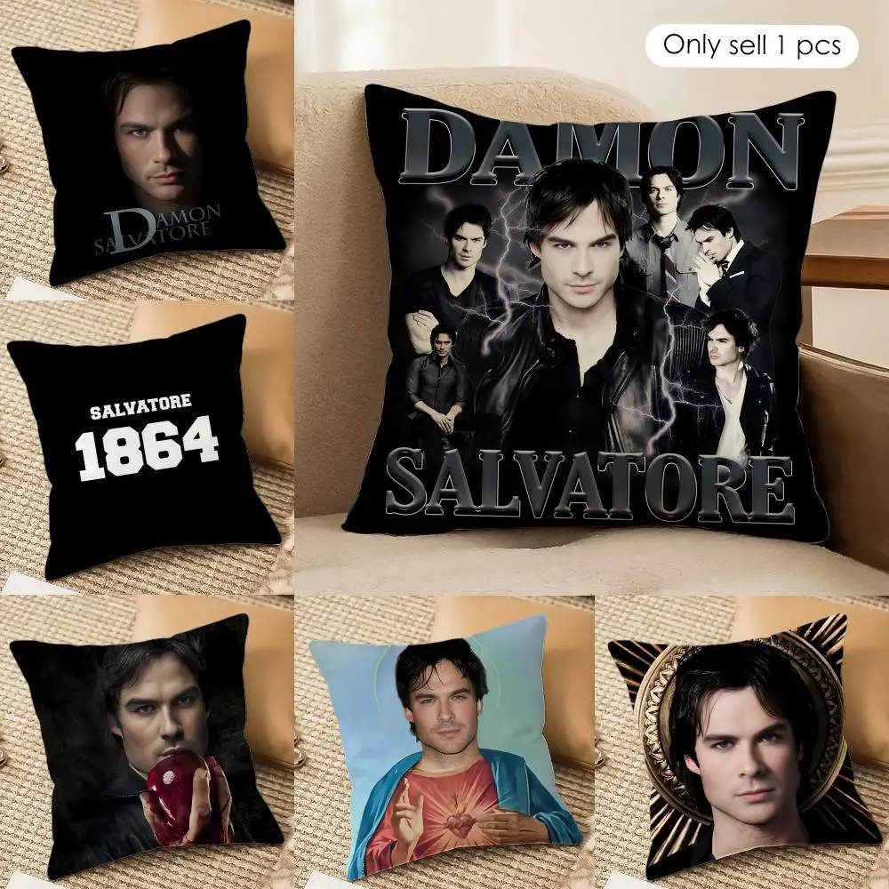 D-Damon Salvatore COOL Kissenbezug aus seidigem, kurzem Plüsch, unsichtbarer Reißverschluss, staubdicht, Sofakissenbezug für Heimdekoration