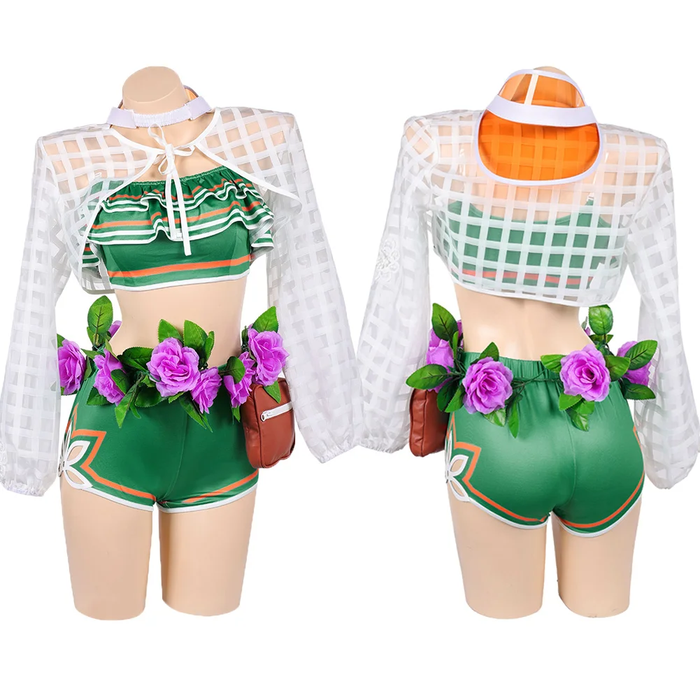 لعبة منافس كوسبلاي دورين سروال علوي أخضر للعب الأدوار بدلة الزي ملابس تنكرية لحفلات الهالوين للنساء