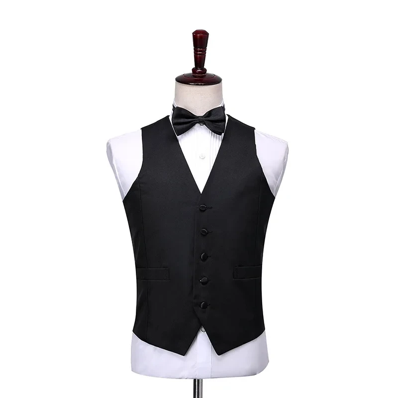 Black Mens Tuxedo Tailcoat Formal Dress Suits 3 Piece Set,White Male Jacket and Pants Vest Party Wedding Dance Magic Performance