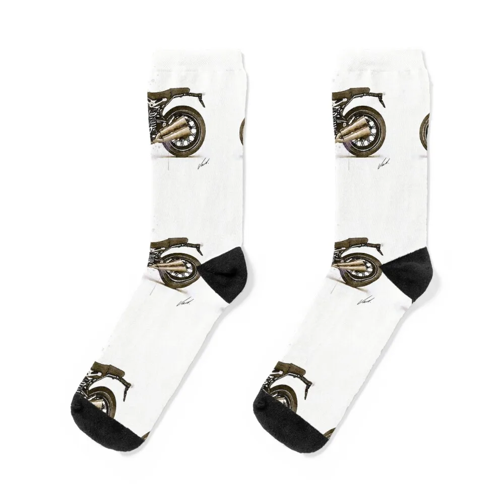 Moto boxer clásica de acuarela, impresionante regalo para un motociclista - obras de arte privada de Vart. Calcetines retro Hombre Calcetines Mujer