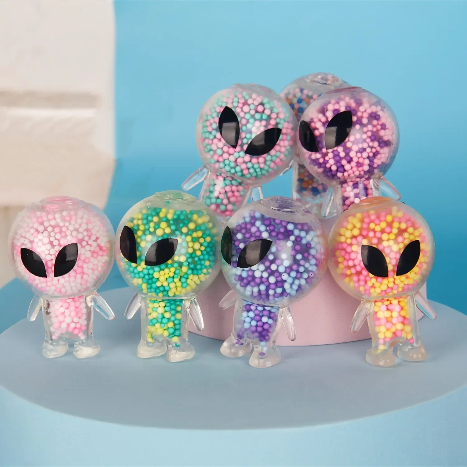 1/6 Pcs Mini Squishy Alien Toys Bunny Squeeze Toy Stress Relief Toy for Party Favors Funny Outer Space Creature Balls Fidget Toy