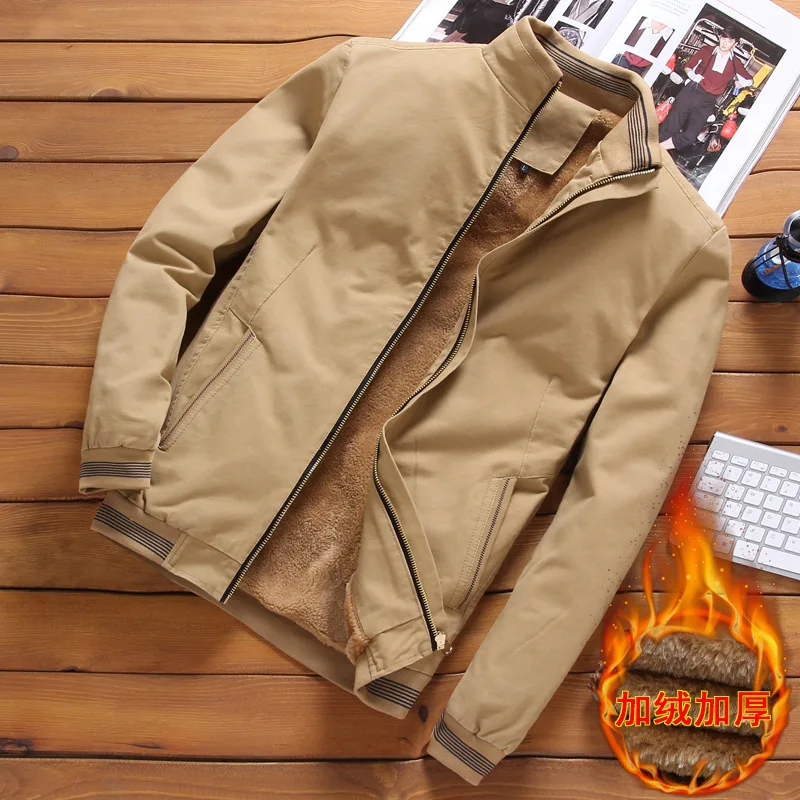 Autumn Winter Fleece Thick Pure Cotton Jacket Men's Loose Warm Casual Outerwear