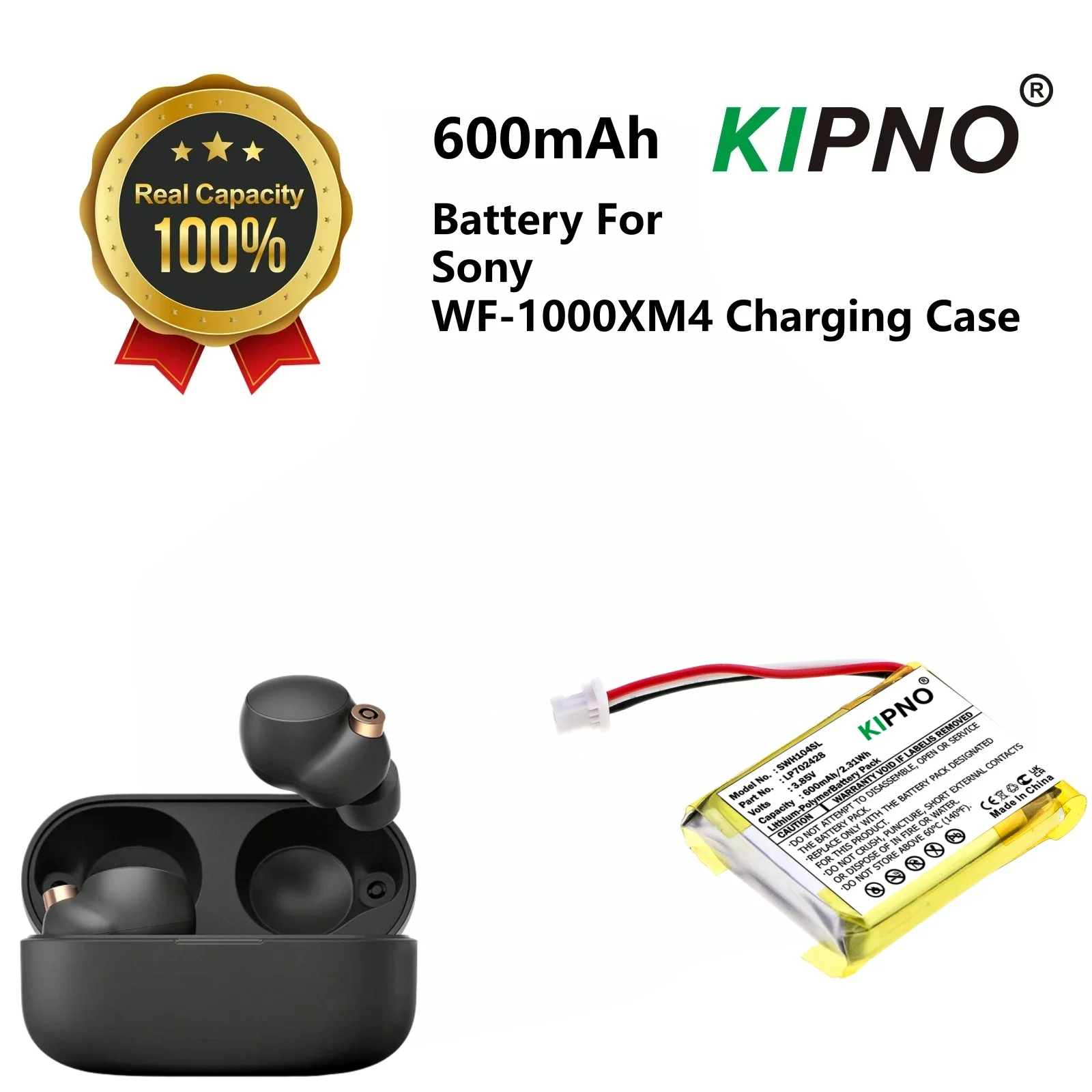 KIPNO Wireless Headset Battery 3.85V 600mAh LP702428 for Sony WF-1000XM4 Charging Case +TOOL