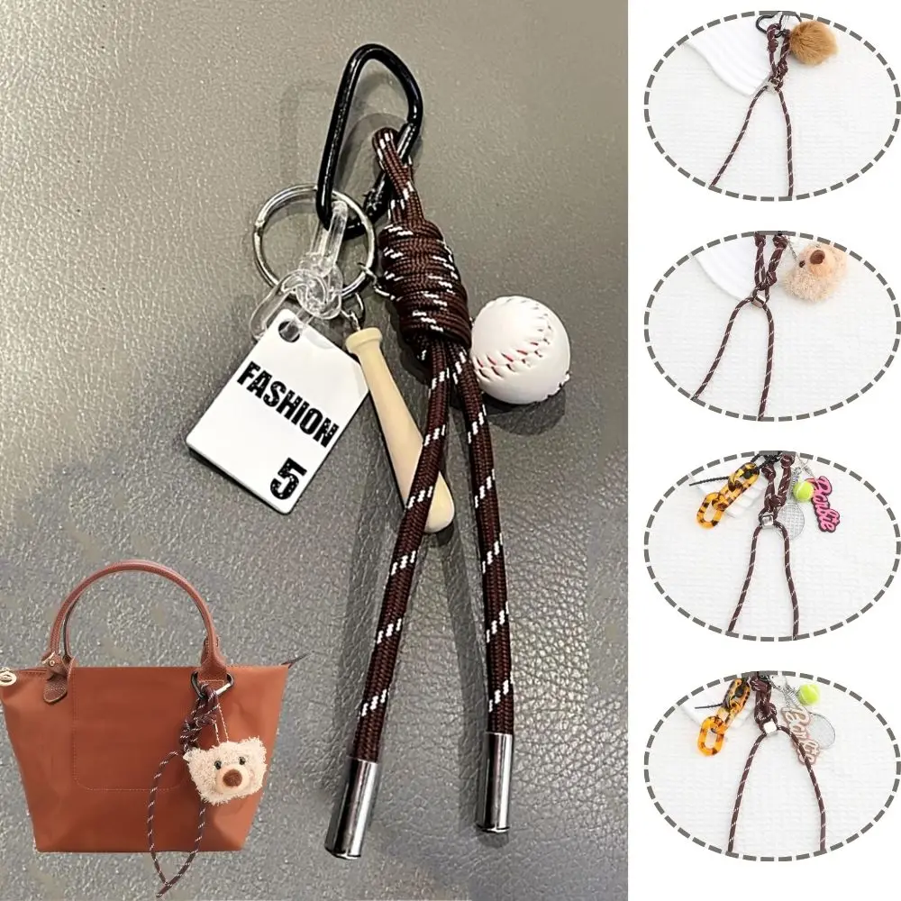 Tote Bag RopesCute Bag Decors Y2K Keychain Bag Pendants Hand Woven Phone Rope Women Bag Ropes Baseball Badminton Tennis Pendant