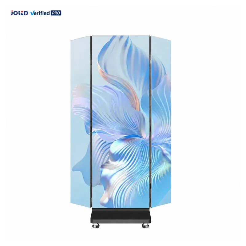 Indoor P1.25 P1.53 P2 P2.5 4K Double Sided Tri-fold Portable LED Poster Screen for Store Advertising - view 3