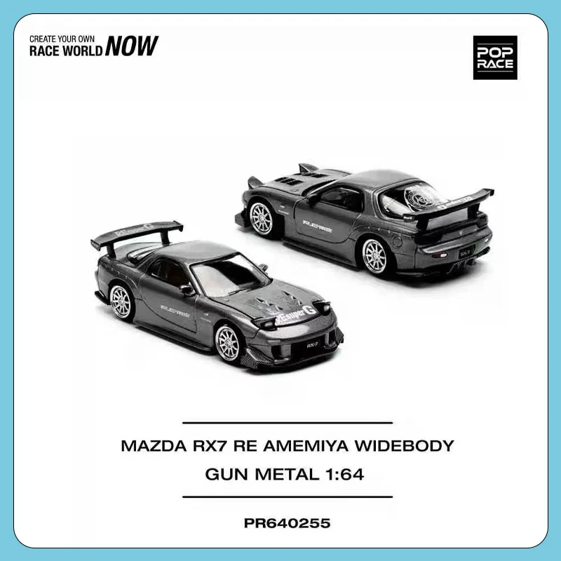 

POP Race 1:64 Новый MAZDA RX7 Gun Grey Открытый сплав Коллекция моделей автомобилей Подарок