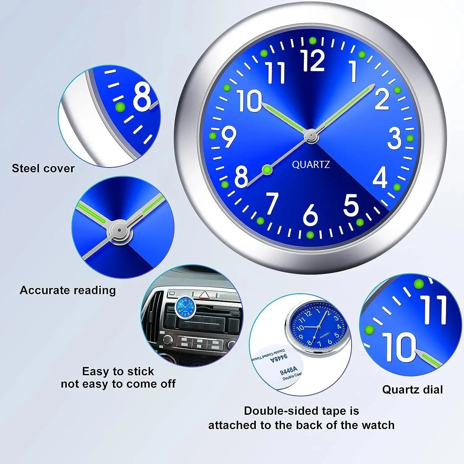 Mini Luminous Car Clock Waterproof Electronic Clock Quartz Watch Bicycle Motorcycle Watch Auto Dashboard Clock In Car 40MM image 4