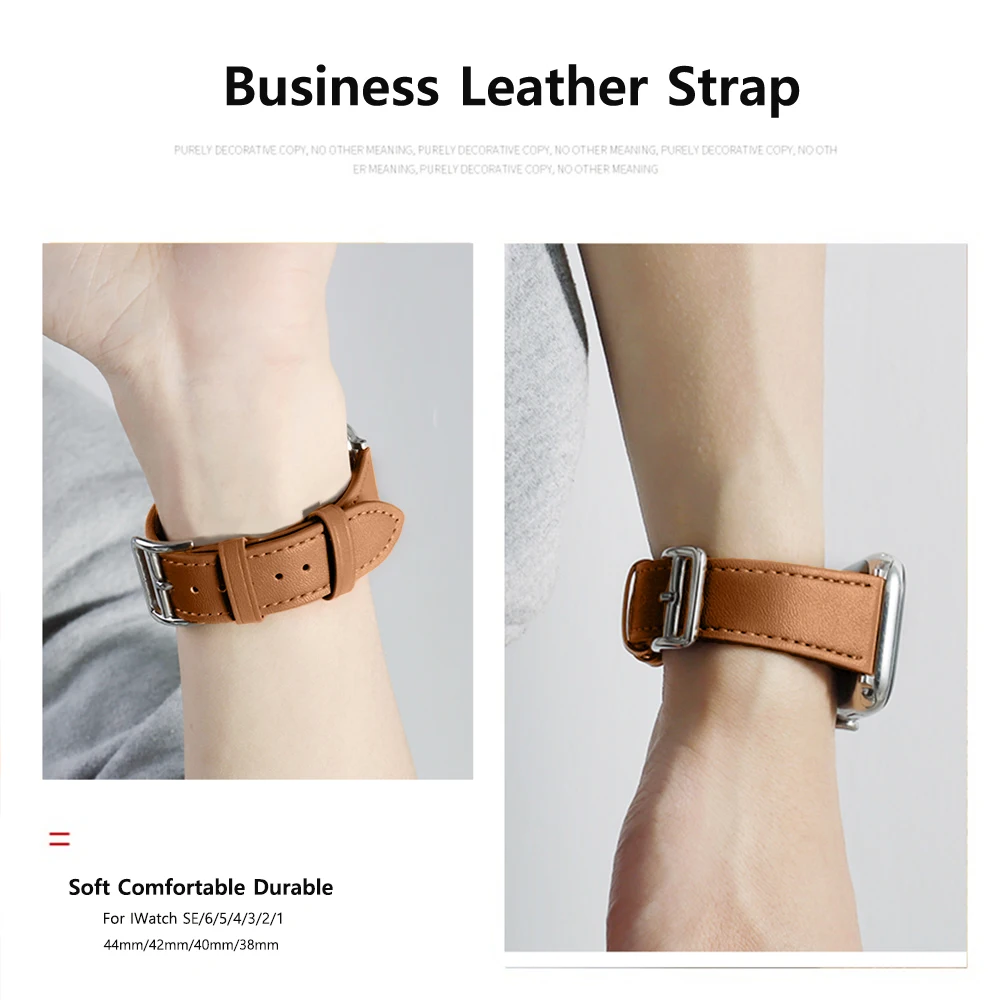 Business Real Leather Strap for Apple Watch Band 44mm 40mm 38mm 42mm iWatch Series 5 3 6 SE 7 Correa Loop Bracelet 45mm 41mm