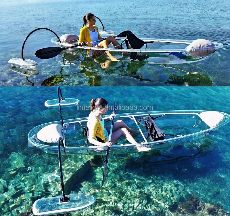 clear kayak transparent canoe with outrigger system for balance