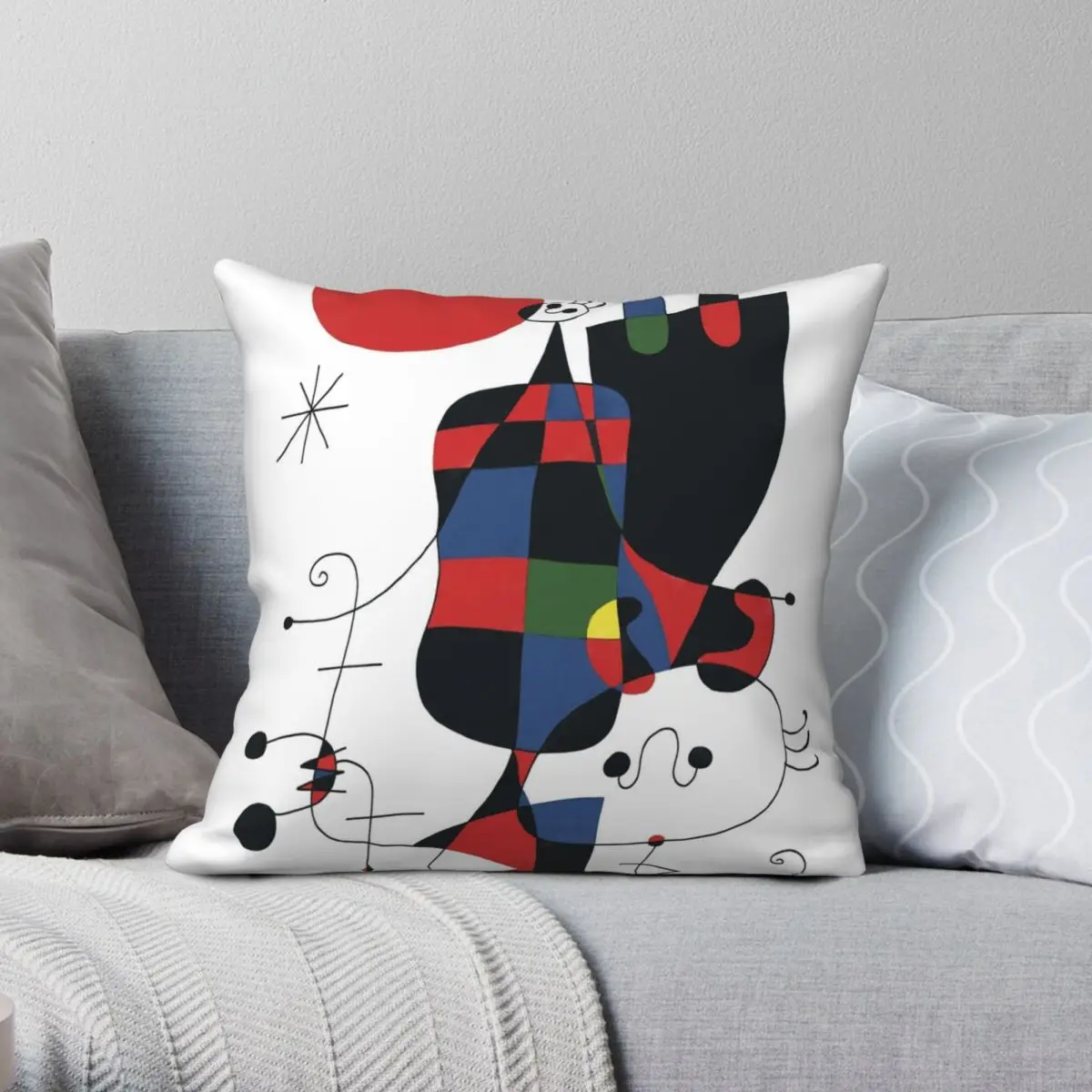 

Joan Miro Pillowcase Polyester Linen Velvet Printed Zip Decor Throw Pillow Case Home Cushion Case 45x45