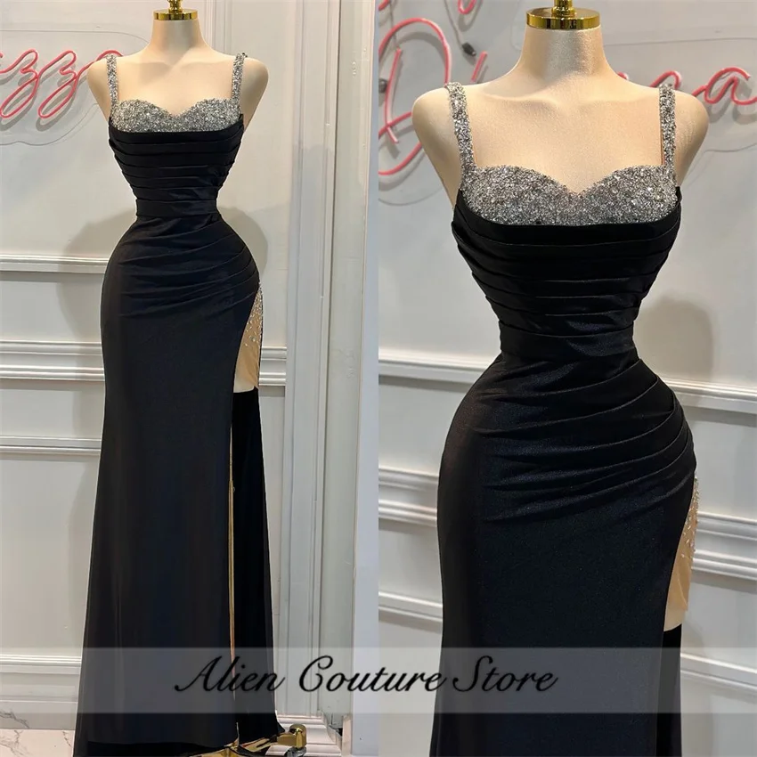 فساتين سهرة قطيفة سوداء مع الخرز والكريستال ، فستان زفاف مثير ، حفل زفاف ، حبيبة قلبي ،