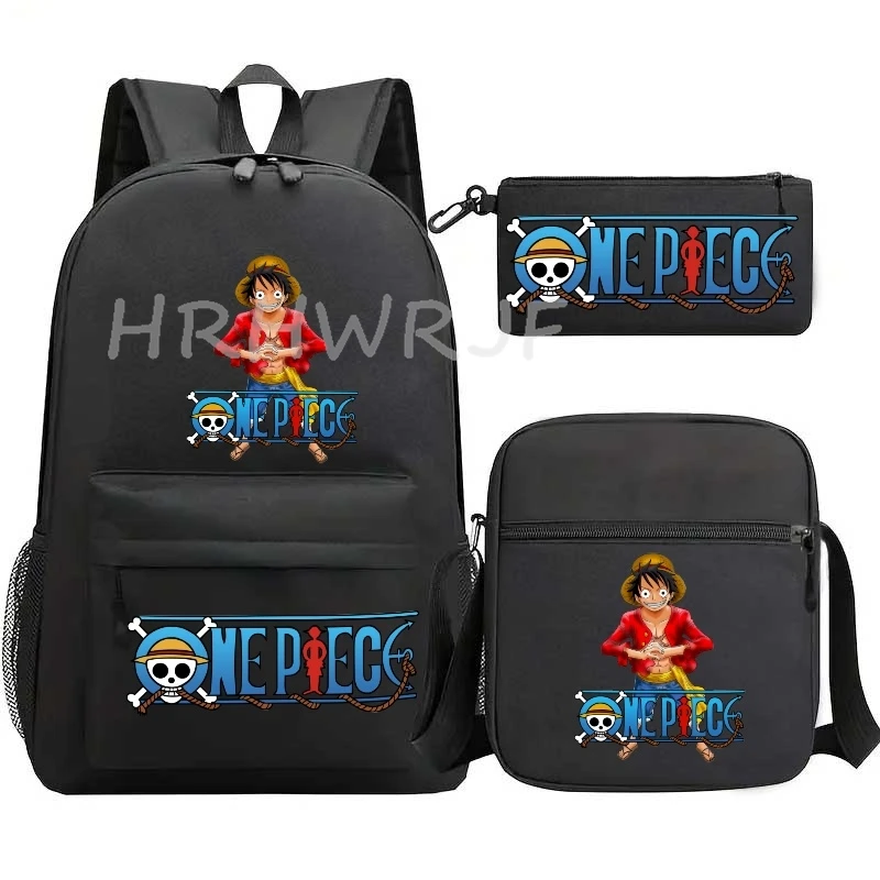 Anime ONE PICEC Backpack Monkey D Luffy Capacity Casual Student SchoolBag 3pcs Lightweight Women Men Travel Casual Mochilas