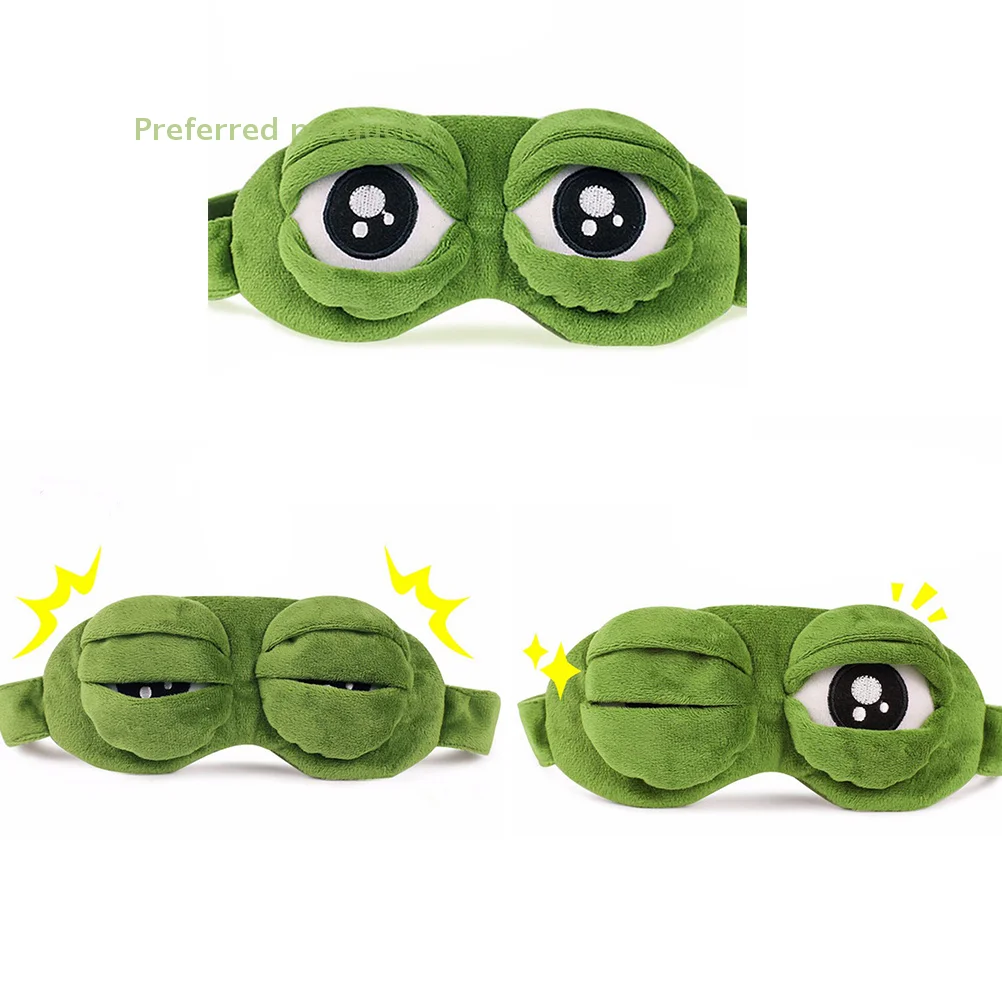 

3D Sad Frog Sleep Mask for Men and Women, Natural Sleeping Eyeshade Cover, Eye Patch, Soft, Portable, Blindfold, Travel