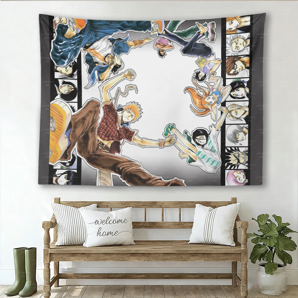 Bleach Anime Wandteppich Ichigo K-Kurosaki Wandbehang Ästhetische Schlafzimmer-Wohnheim-Manga-Dekoration – Detail 6