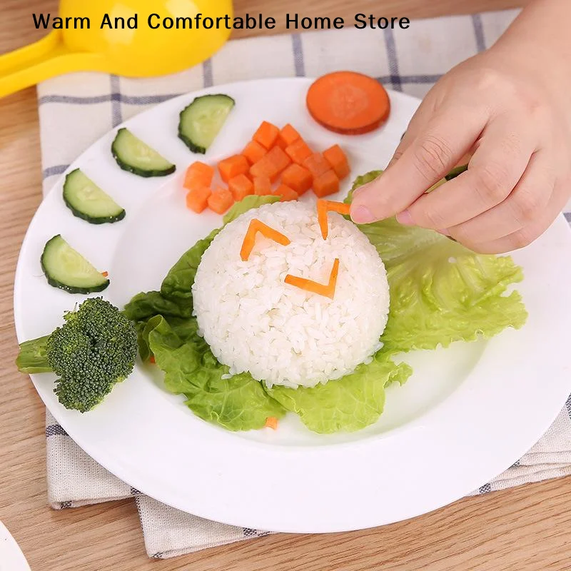 【W】3/5Pcs Rice Ball Mold Children DIY Curry Rice Bento Shaper Mold Semi Circular Fun Non Stick Rice Pressing Mold Kitchen Tool