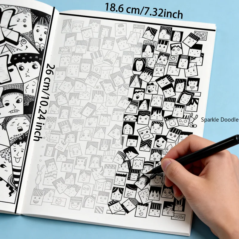 A 40 Page Adult Healing Cartoon Face Simple Drawing Coloring Book, Large Size, Line Draft Copying Album, Suitable for Gifts