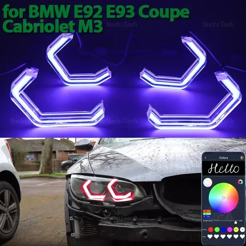 

M4 Style LED Angel Eyes Kit Ring RGB Colors APP Control Headlight Lamps for BMW E92 E93 Coupe Convertible Cabrio M3 2006-2013