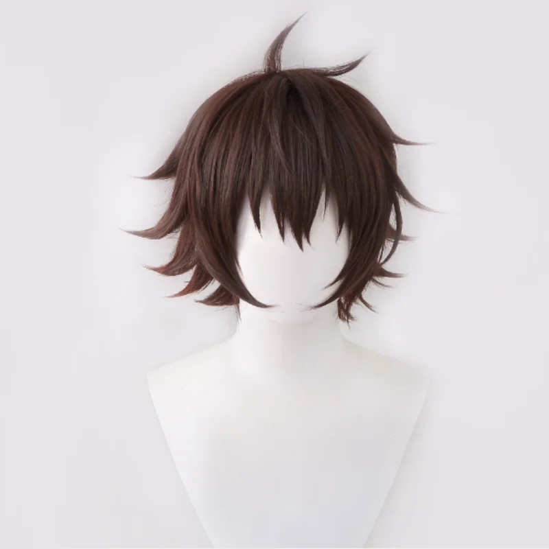 Game Nu: Carnival Garu Cosplay Wig Deep Reddish Brown Short Hair Heat Resistant Synthetic Halloween Party Accessories Props