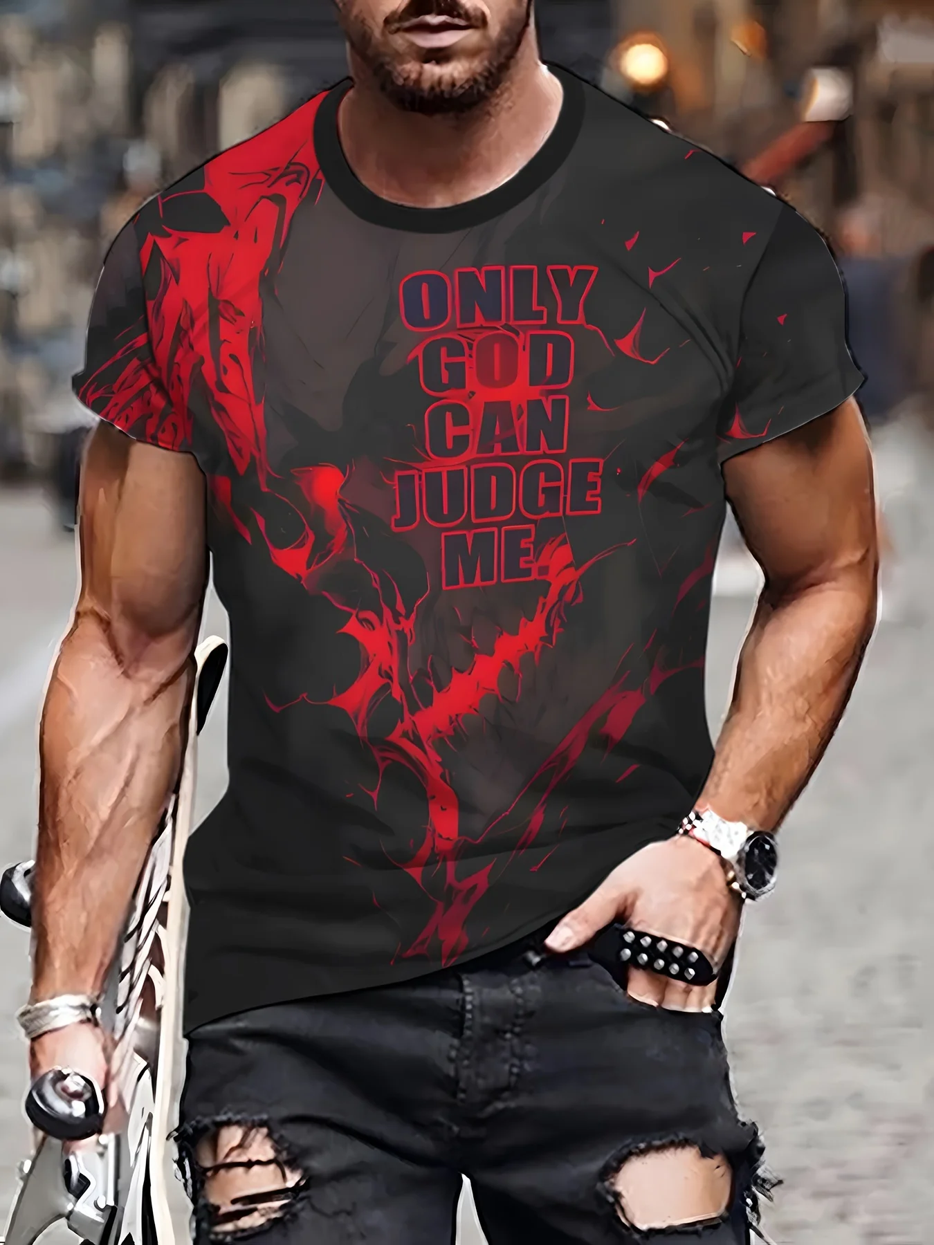 

Футболка с 3d-цифровым принтом «Только Бог может судить меня» подходит для повседневной носки, Мужская одежда, мужская спортивная одежда, Новинка лета