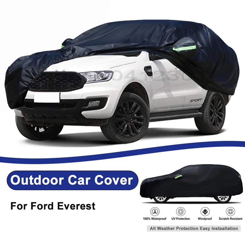 

Outdoor Full Car Cover For Ford Everest with Reflective Strips Waterproof Snowproof Dustproof UV Protection Auto Accessories