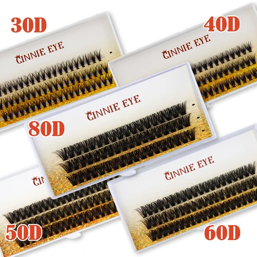 Mechones 60D, volumen de pestañas esponjosas, extensión de pestañas DIY 80D, grupos de pestañas individuales, pestañas naturales, ojo de zorro, autoventilación
